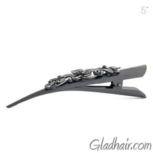 Load image into Gallery viewer, Large Metal Beak Clip with Flower Decor Matte Black - 1 piece