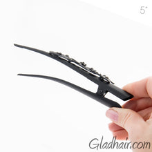 Load image into Gallery viewer, Large Metal Beak Clip with Flower Decor Matte Black - 1 piece
