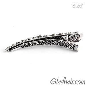 Small Metal Silver Beak Clip with Crystals - 1 Piece