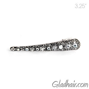 Small Metal Silver Beak Clip with Crystals - 1 Piece