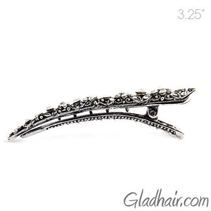 Small Metal Silver Beak Clip with Crystals - 1 Piece