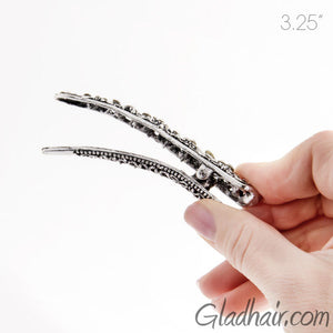 Small Metal Silver Beak Clip with Crystals - 1 Piece