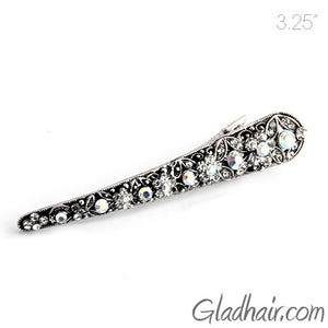 Small Metal Silver Beak Clip with Crystals - 1 Piece