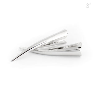 Small Shiny Silver Colored Beak Clips with Teeth - Pair