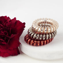 Load image into Gallery viewer, Unisex Shiny Cord Spiral Hair Ties - Set of 3 Colors