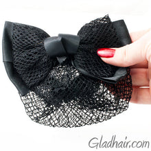 Load image into Gallery viewer, Bow Style Barrette with a Black Net for Bun
