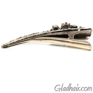 Metal Butterfly Style Beak Clip with Crystals