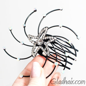 Starfish Shaped Spiral Style hair Comb with Crystals