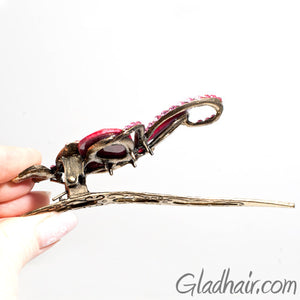 Metal Two Butterflies Style Beak Clip with Crystals