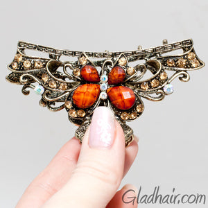 Metal Butterfly Style Hair Claw with Crystals