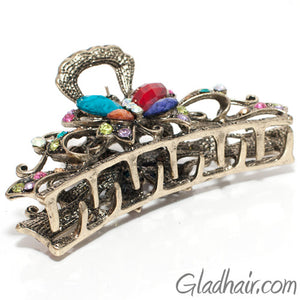 Metal Butterfly Style Hair Claw with Crystals