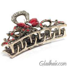 Load image into Gallery viewer, Metal Butterfly Style Hair Claw with Red Crystals