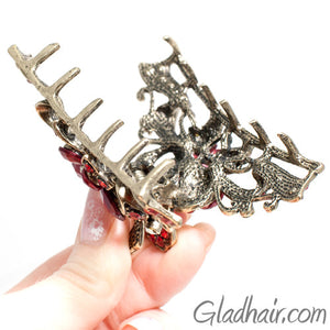Metal Butterfly Style Hair Claw with Red Crystals