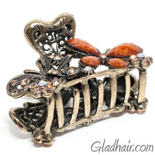 Load image into Gallery viewer, Metal Two Butterflies Style Hair Claw with Crystals
