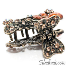 Load image into Gallery viewer, Metal Two Butterflies Style Hair Claw with Crystals