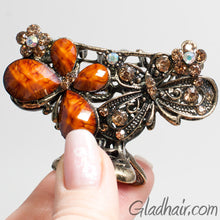 Load image into Gallery viewer, Metal Two Butterflies Style Hair Claw with Crystals