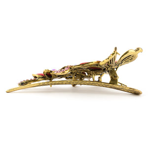 Metal Large Butterfly Style Beak Clip with Pink Crystals