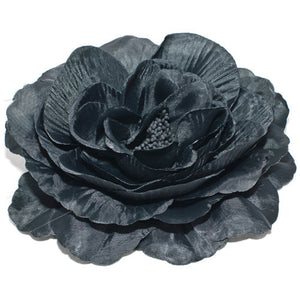 Large Soft Silk Fabric Flower on Metal Beak Clip and Brooch