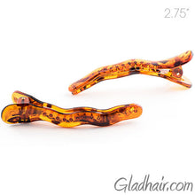 Load image into Gallery viewer, Small Tortoise Wavy Prong Beak Clips - Pair