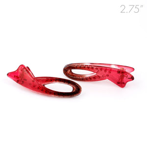Small Plastic Alligator Red Hair Clip - Pair