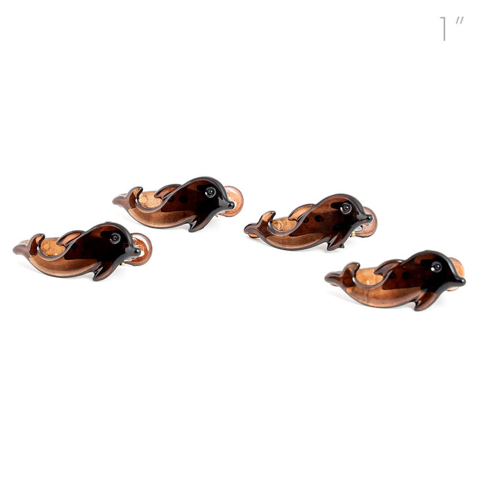 Mini Dolphin Brown Beak Clip - Pack of 4