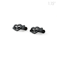 Load image into Gallery viewer, Mini Hearts Black Plastic Beak Clips - Pair