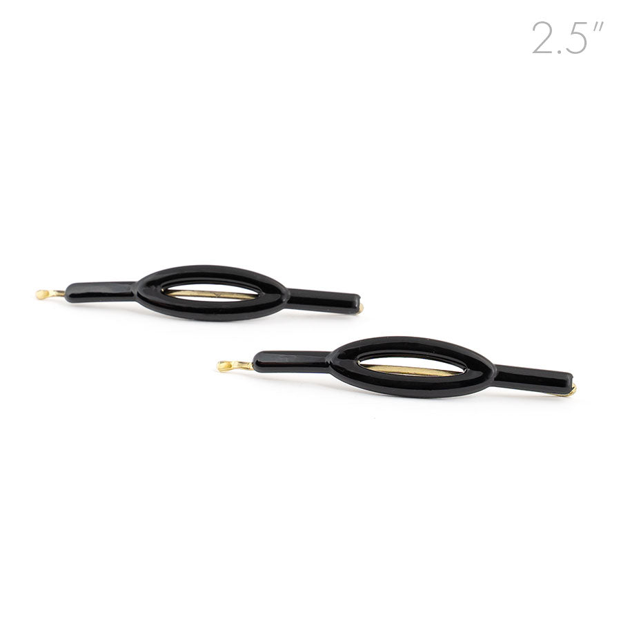 Medium Side Hair Clip Pin Oval Style - Pair
