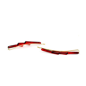 Medium Side Hair Clip Pin 3 Blocks Style - Pair