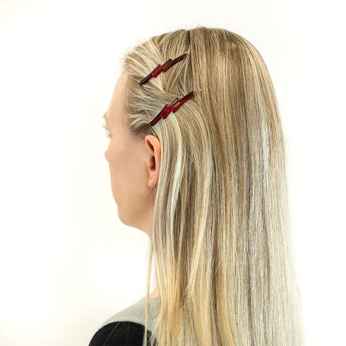 Medium Side Hair Clip Pin 3 Blocks Style - Pair