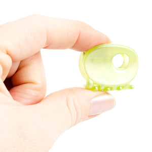 Small Green Oval Plastic Hair Claw - Pair