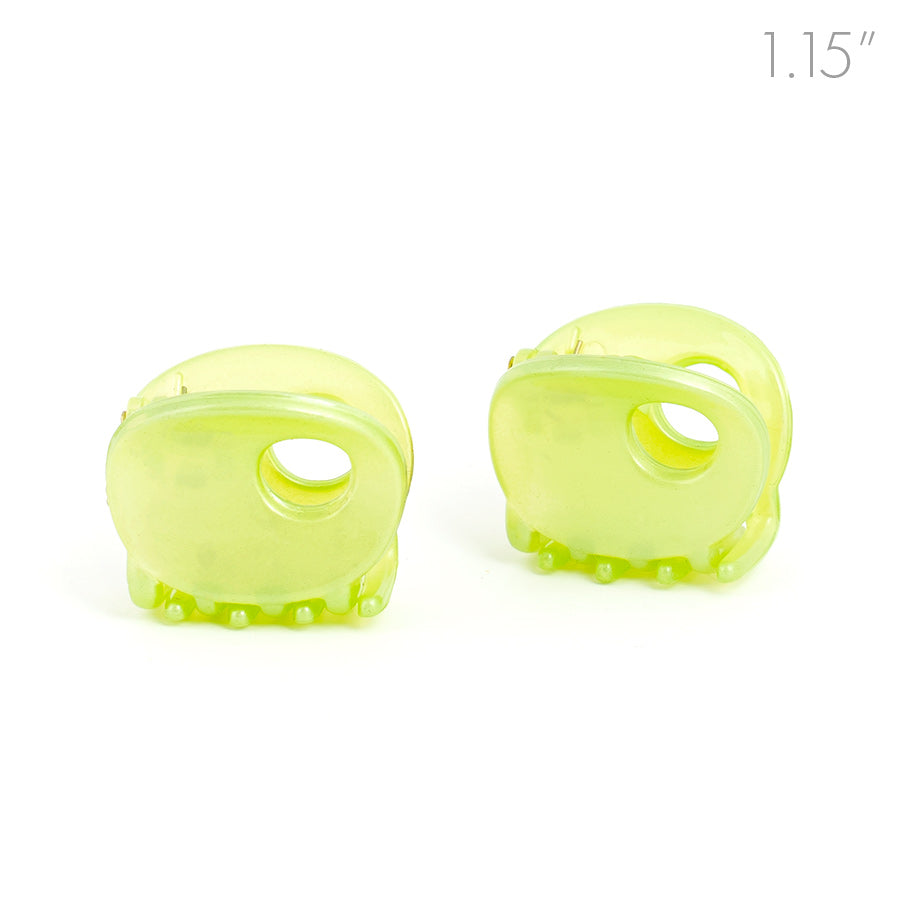 Small Green Oval Plastic Hair Claw - Pair