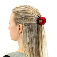 Load image into Gallery viewer, Medium Open Oval Red Plastic Hair Claw