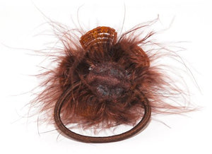 Beaded Flower and Feather Elastic Ponytail Holder 