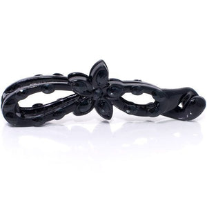 Black Flower Shaped Banana Clip with Studded Design 
