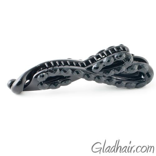 Black Bow Style Banana Clip with Studded Design 