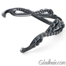 Load image into Gallery viewer, Black Bow Style Banana Clip with Studded Design 