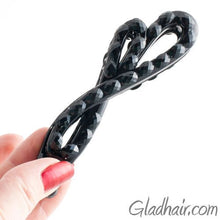 Load image into Gallery viewer, Black Bow Style Banana Clip with Studded Design 