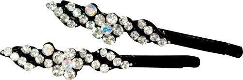 Black Grips with Flower Crystal Stones - Pair