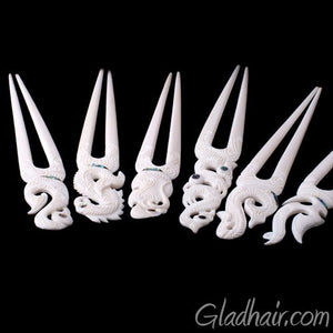Bone and Shell Ivory Hair Pin