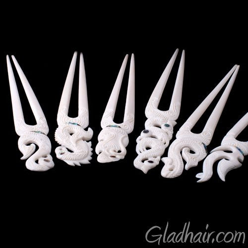 Bone and Shell Ivory Hair Pin