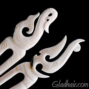 Bone and Shell Ivory Hair Pin