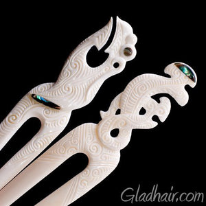 Bone and Shell Ivory Hair Pin