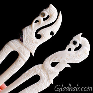 Bone and Shell Ivory Hair Pin