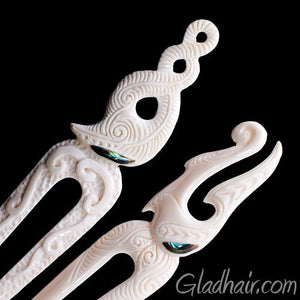 Bone and Shell Ivory Hair Pin