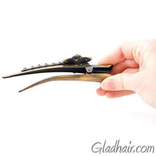Load image into Gallery viewer, Bronze Colored Beak Clip with Flower Design with Crystals