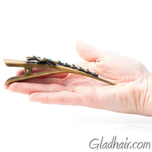 Load image into Gallery viewer, Bronze Colored Beak Clip with Flower Design with Crystals