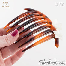Load image into Gallery viewer, Tortoise Shell French Twist Hair Comb with Rhinestone Roses
