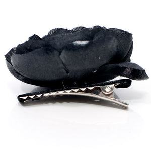 Fabric Flower with Rhinestone Center on Beak Clip - 1 piece