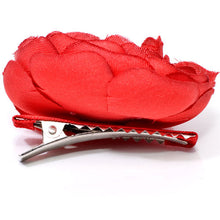 Load image into Gallery viewer, Fabric Flower with Rhinestone Center on Beak Clip - 1 piece