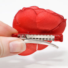 Load image into Gallery viewer, Fabric Flower with Rhinestone Center on Beak Clip - 1 piece